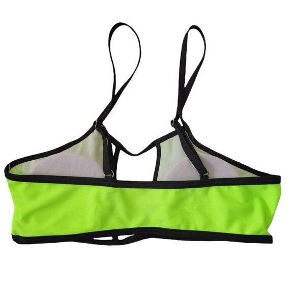 807 Lingerie Neon Green Fashion Bikini Black Trim Sz Med Fashion Swim Wear NWT - Picture 3 of 7